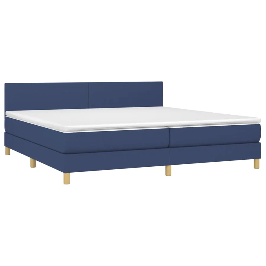 Sommier à lattes de lit avec matelas Bleu 200x200 cm Tissu - 3