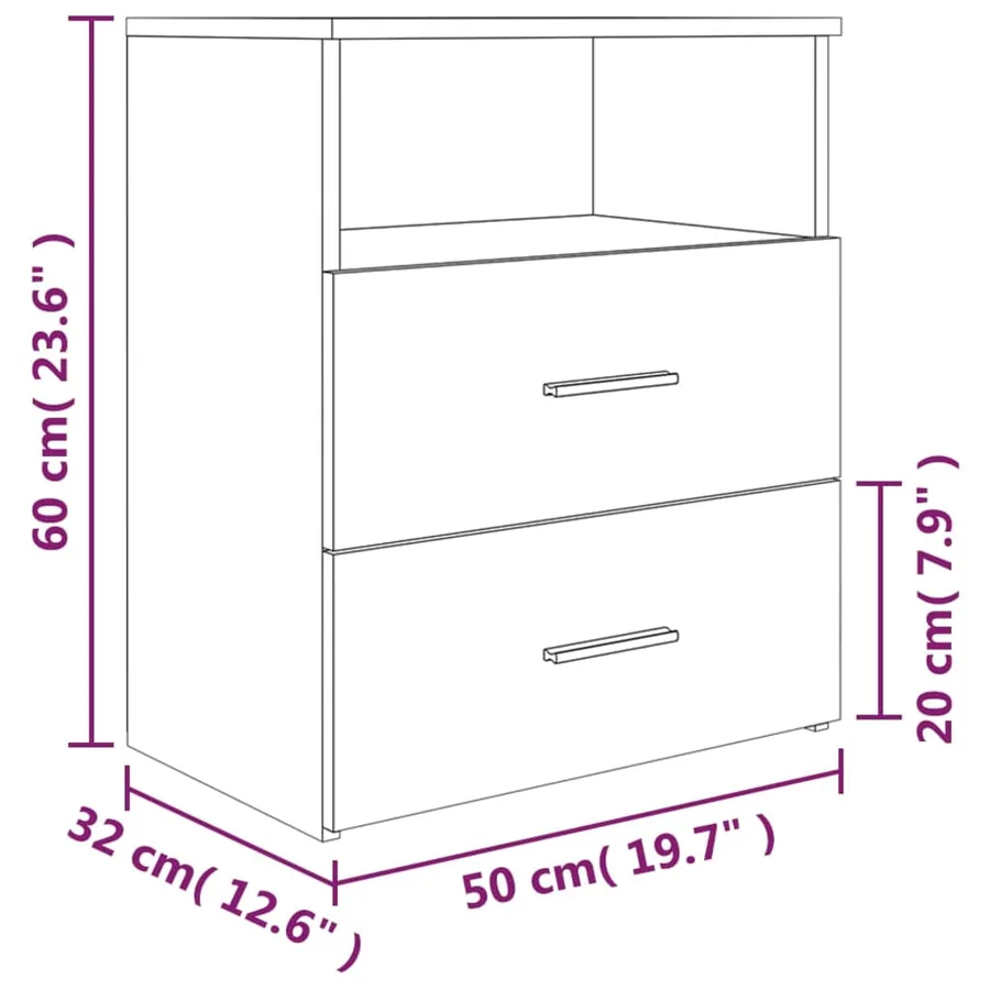 Tables de chevet 2 pcs Sonoma gris 50x32x60 cm - 10