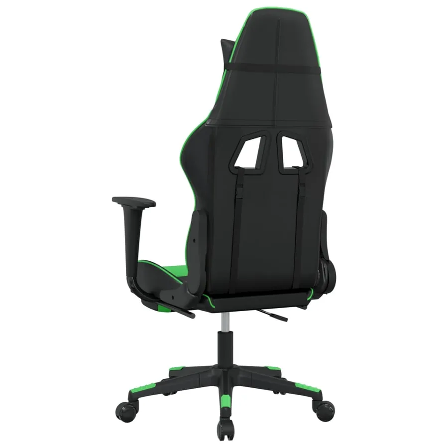 Chaise de jeu avec repose-pied Noir et vert Similicuir - 5
