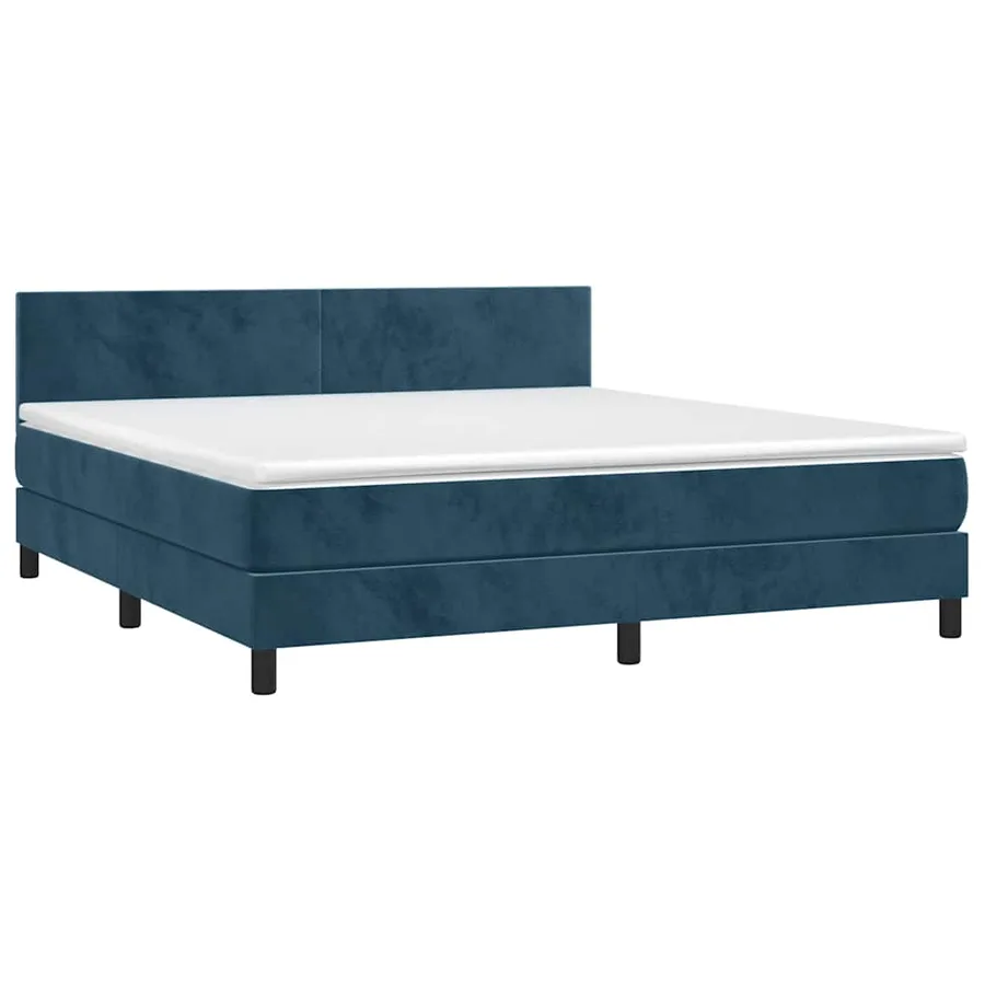 Sommier à lattes de lit avec matelas LED Bleu foncé 160x200 cm - 4