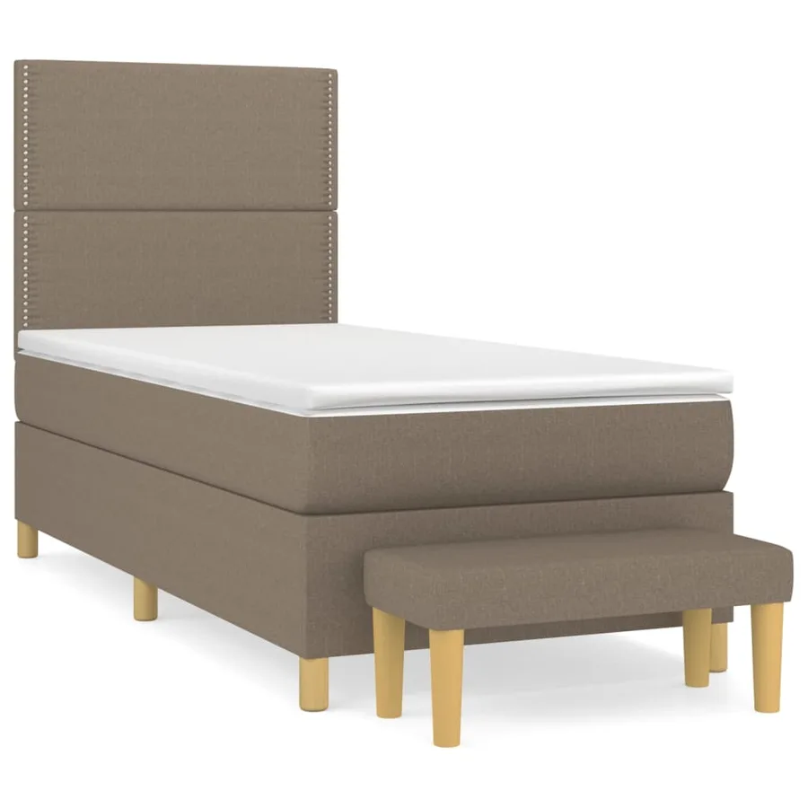 Sommier à lattes de lit avec matelas Taupe 90x190 cm Tissu - 2
