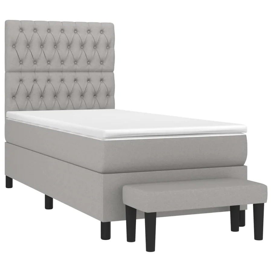 Sommier à lattes de lit avec matelas Gris clair 90x200 cm Tissu - 3