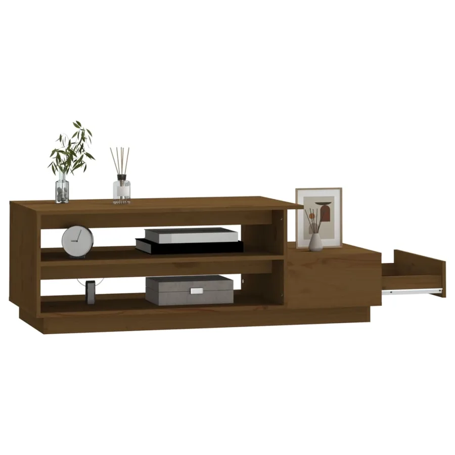 Table basse Marron miel 120x50x40,5 cm Bois massif de pin - 4