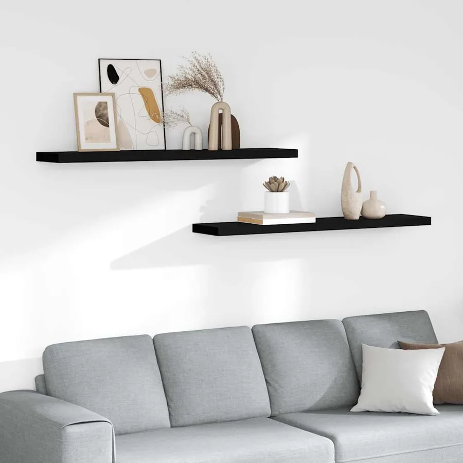 Étagères murales flottantes 2 pcs noir 120x23,5x3,8 cm MDF