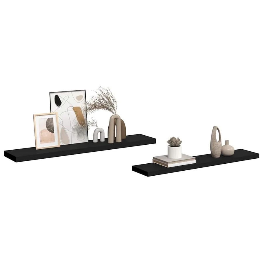Étagères murales flottantes 2 pcs noir 120x23,5x3,8 cm MDF - 5