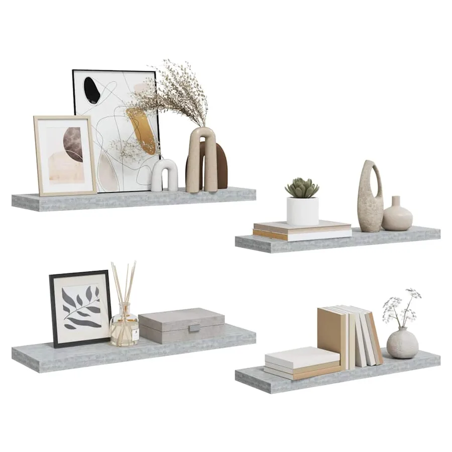 Étagères murales flottantes 4 pcs gris béton 80x23,5x3,8 cm MDF - 5