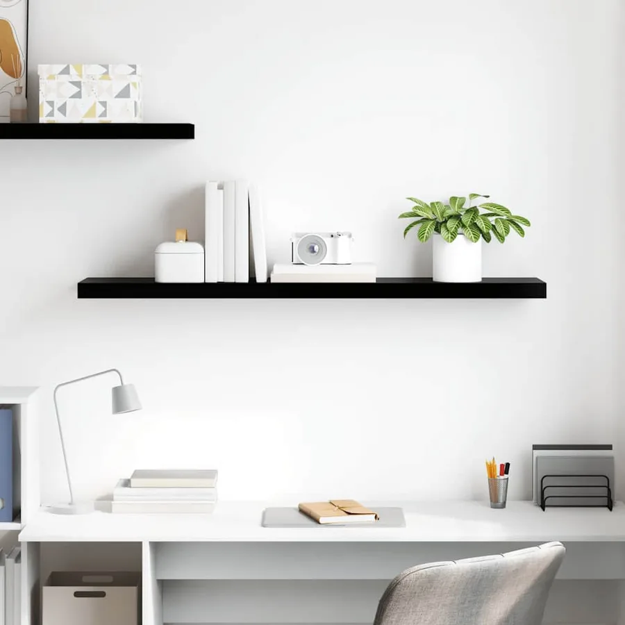 Étagère murale flottante Noir brillant 120x23,5x3,8 cm MDF - 3