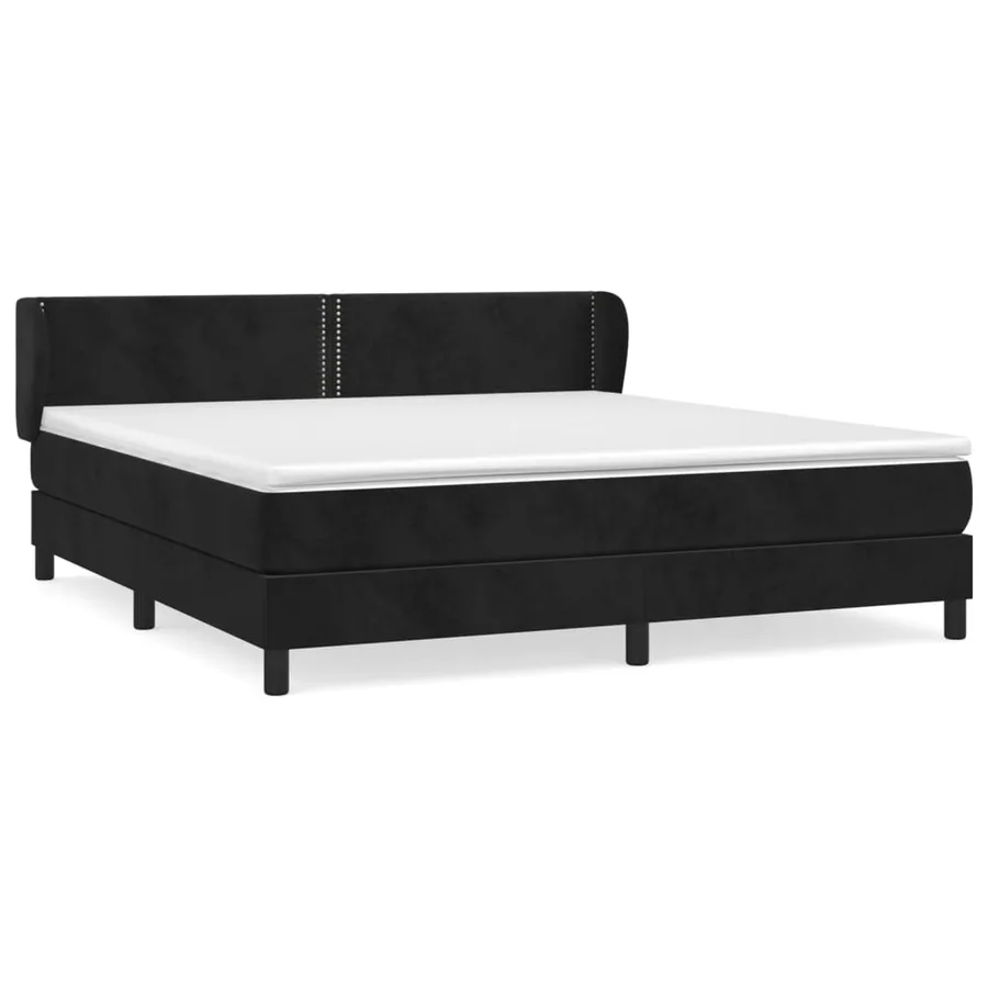Sommier à lattes de lit et matelas Noir 160x200 cm Velours - 2