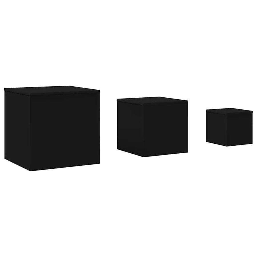 Tables d'appoint 3 pcs Noir Bois d’ingénierie - 2