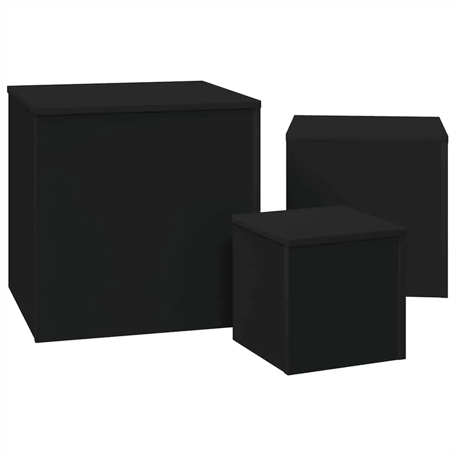 Tables d'appoint 3 pcs Noir Bois d’ingénierie - 5