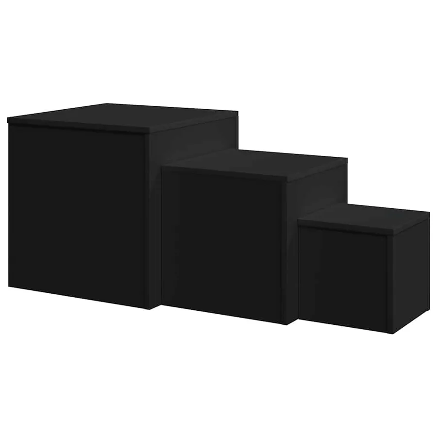 Tables d'appoint 3 pcs Noir Bois d’ingénierie - 6