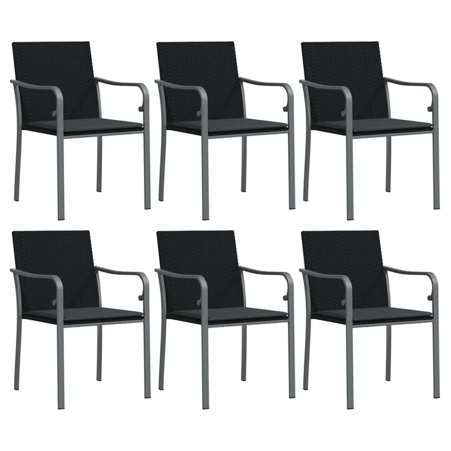 Ensemble à manger de jardin 7 pcs coussins résine tressée acier - 4