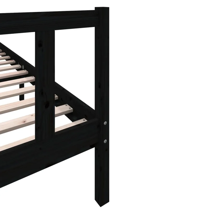 Cadre de lit sans matelas noir bois massif 200x200 cm - 6