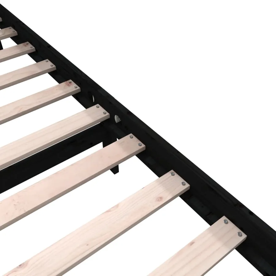 Cadre de lit sans matelas noir bois massif 200x200 cm - 7
