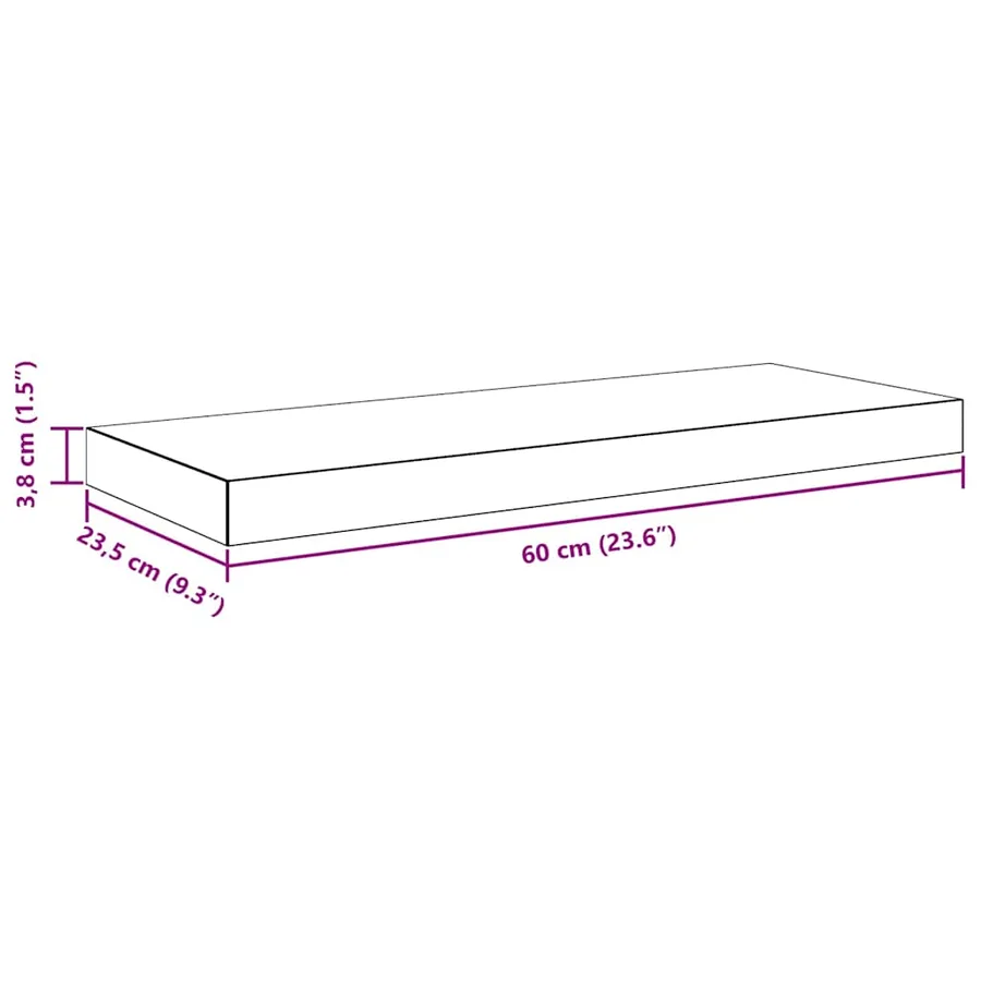 Étagères murales flottantes 2 pcs chêne 60x23,5x3,8 cm MDF - 15