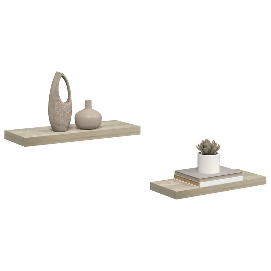 Étagères murales flottantes 2 pcs chêne 60x23,5x3,8 cm MDF - 5
