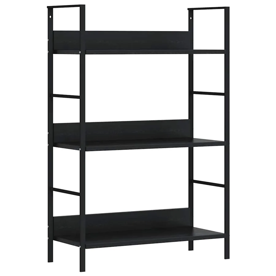 Bibliothèque à 3 niveaux noir 60x27,6x90,5 cm bois d'ingénierie - 2