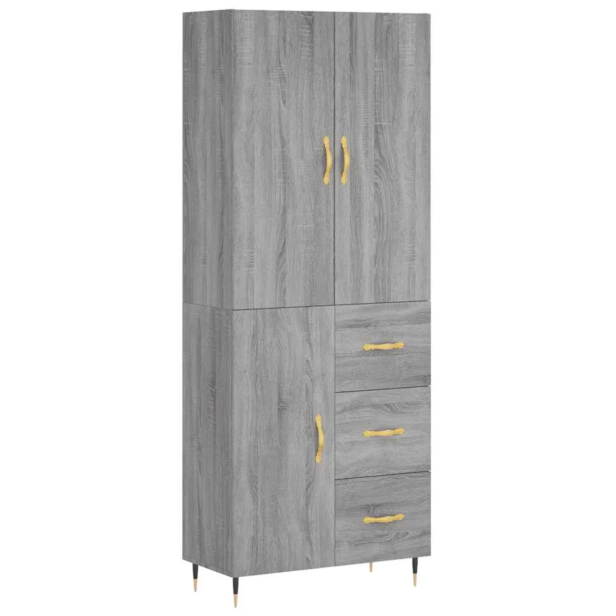 Buffet haut Sonoma gris 69,5x34x180 cm Bois d'ingénierie - 2