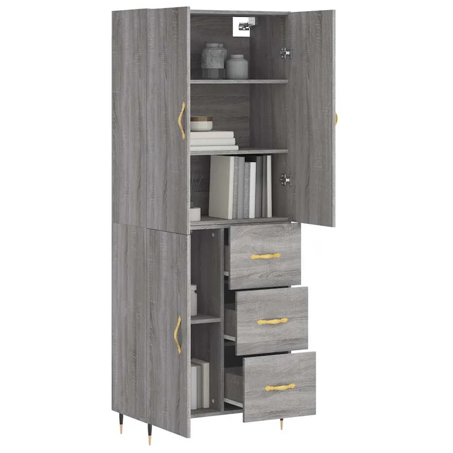 Buffet haut Sonoma gris 69,5x34x180 cm Bois d'ingénierie - 3