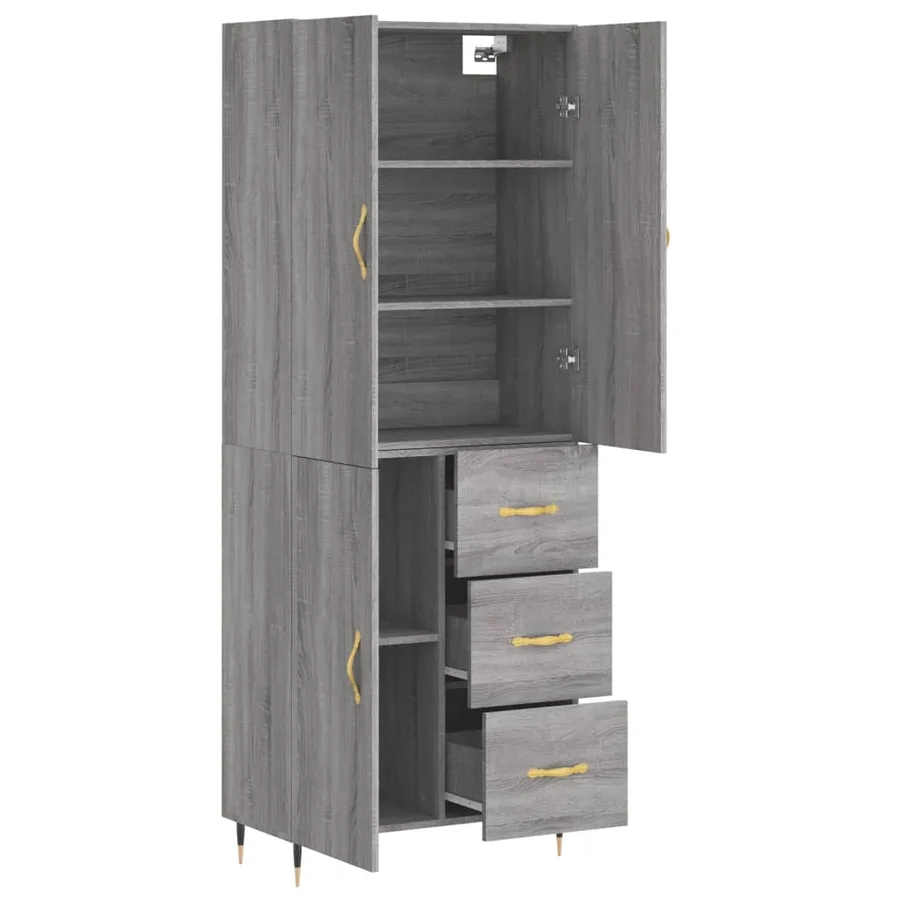 Buffet haut Sonoma gris 69,5x34x180 cm Bois d'ingénierie - 4