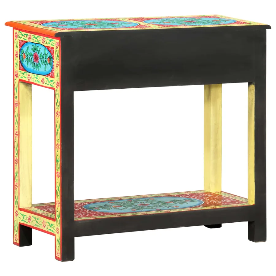 Table console peinte à la main 80x35x75 cm Bois de manguier - 4