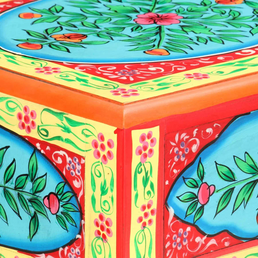 Table console peinte à la main 80x35x75 cm Bois de manguier - 5