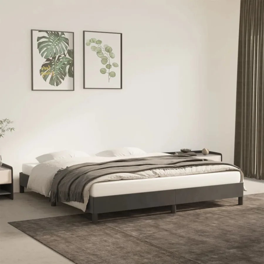 Cadre de lit sans matelas gris foncé 160x200 cm velours