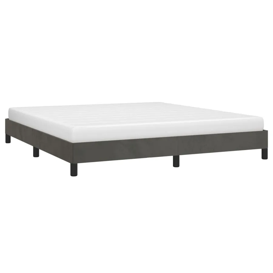 Cadre de lit sans matelas gris foncé 160x200 cm velours - 3
