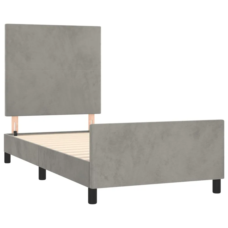 Cadre de lit sans matelas gris clair 90x190 cm velours - 4