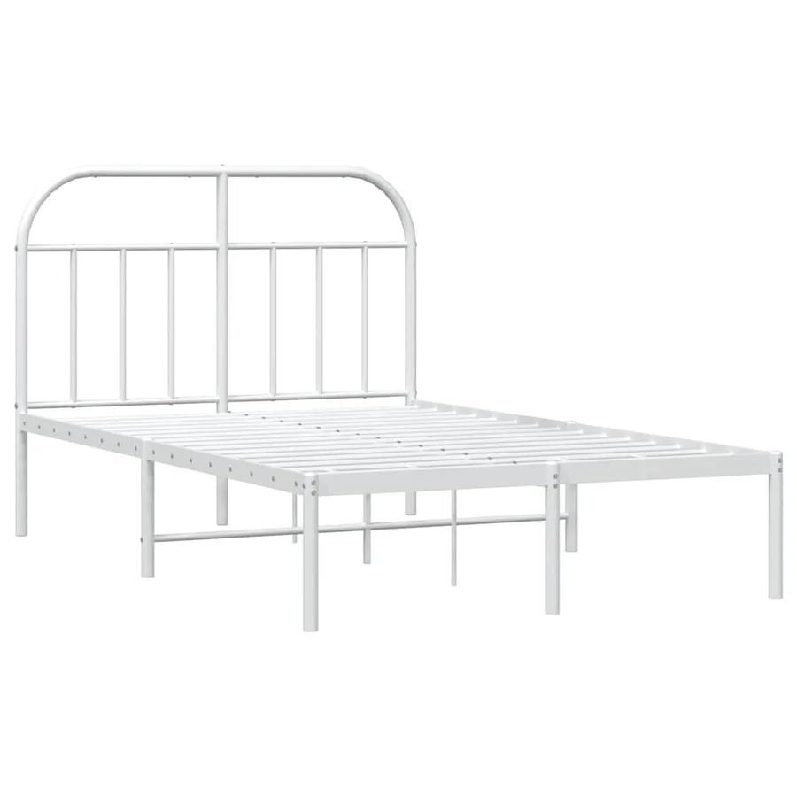 Cadre de lit métal sans matelas et tête de lit blanc 135x190 cm - 3
