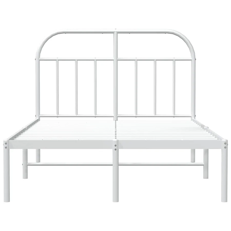 Cadre de lit métal sans matelas et tête de lit blanc 135x190 cm - 6