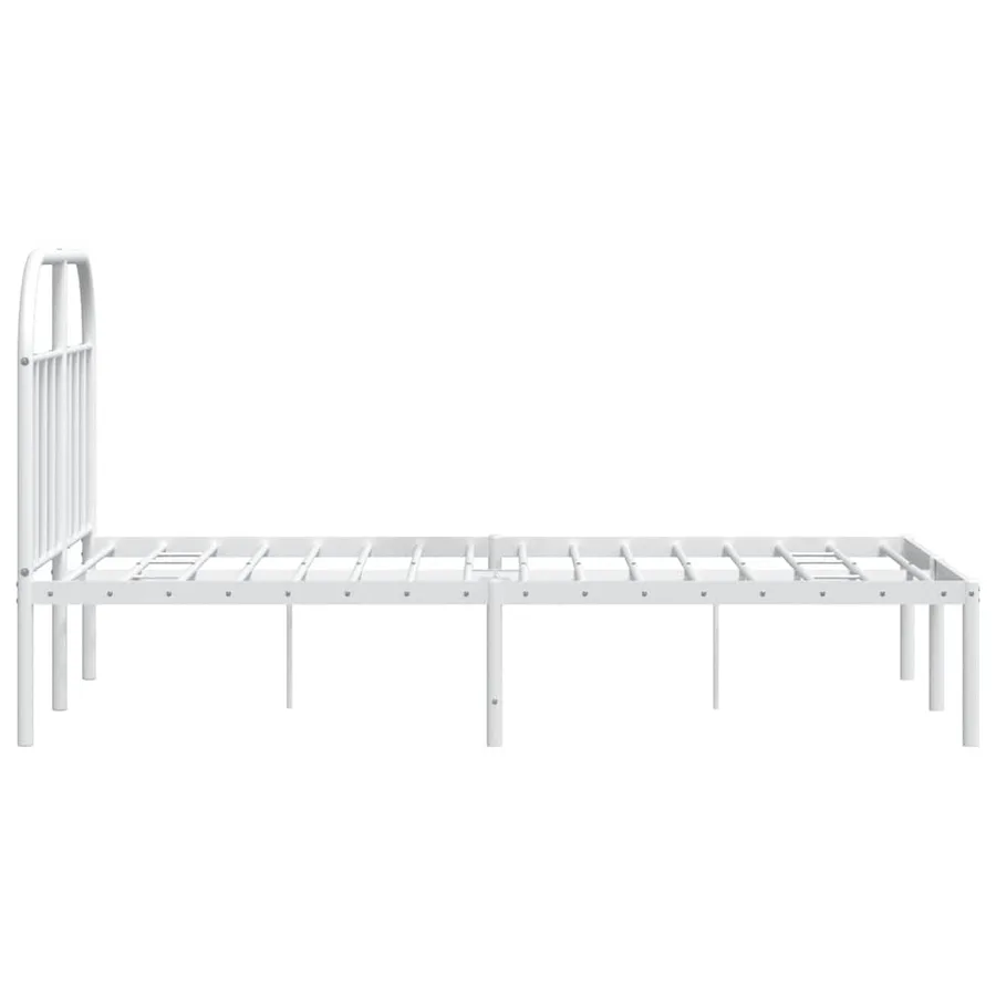 Cadre de lit métal sans matelas et tête de lit blanc 135x190 cm - 7