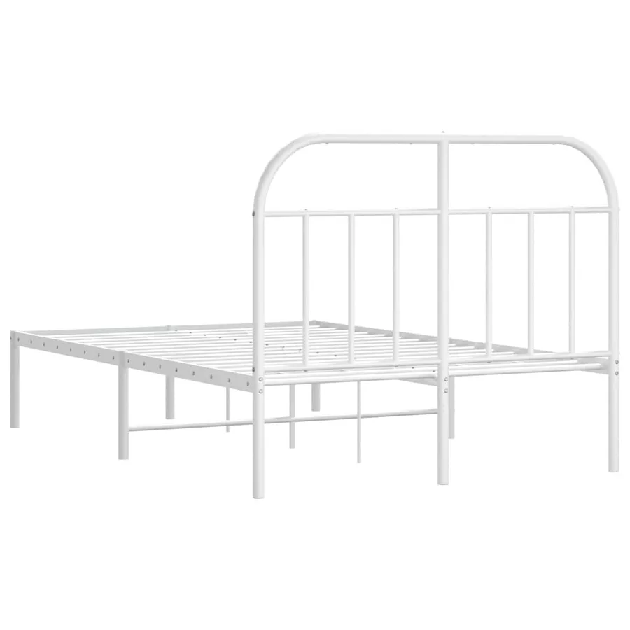 Cadre de lit métal sans matelas et tête de lit blanc 135x190 cm - 8