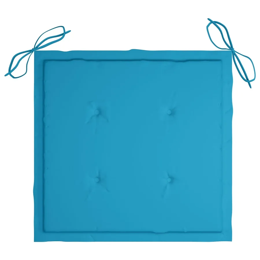 Chaise à bascule avec coussin bleu Bois de teck solide - 6