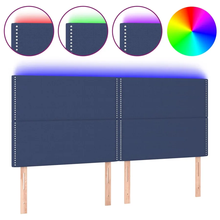 Tête de lit à LED Bleu 200x5x118/128 cm Tissu - 2