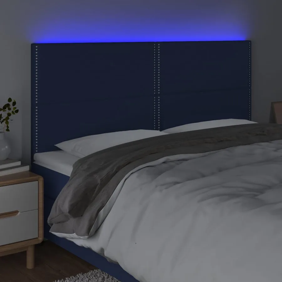 Tête de lit à LED Bleu 200x5x118/128 cm Tissu - 3