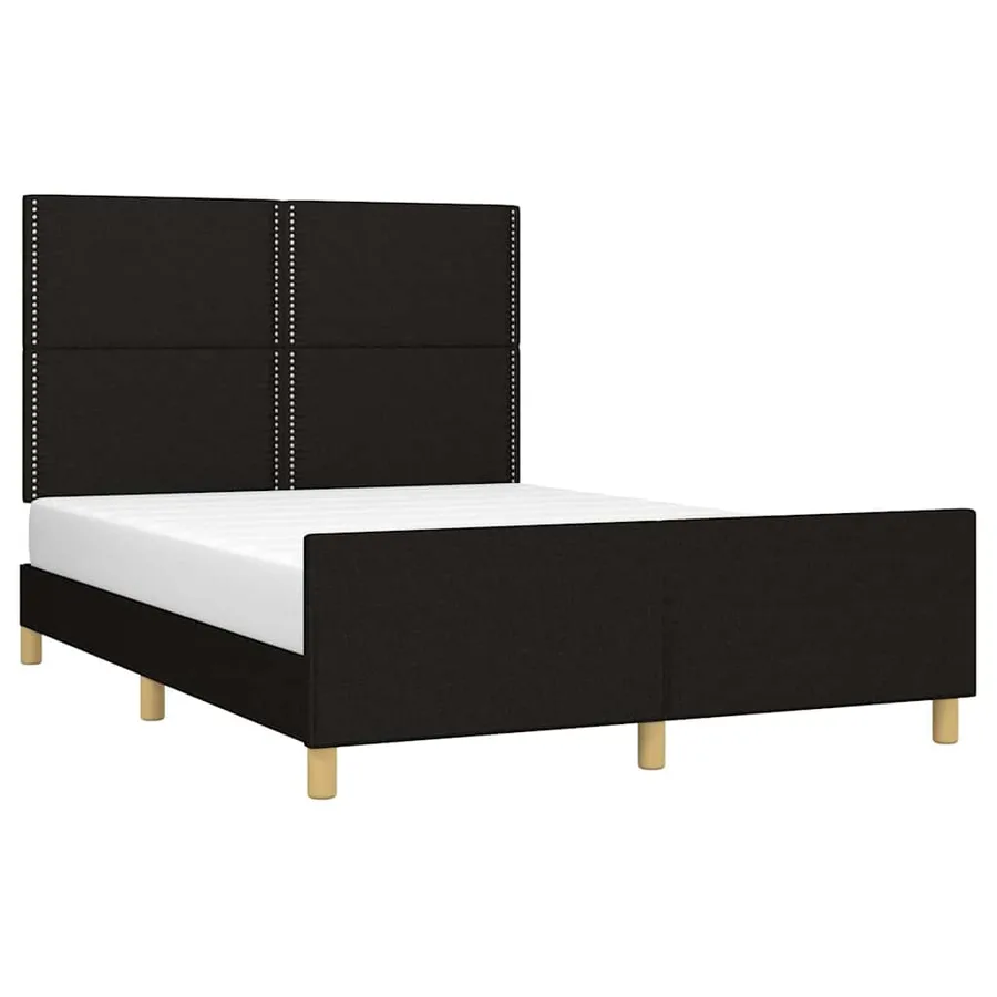 Cadre de lit sans matelas noir 140x190 cm tissu - 3