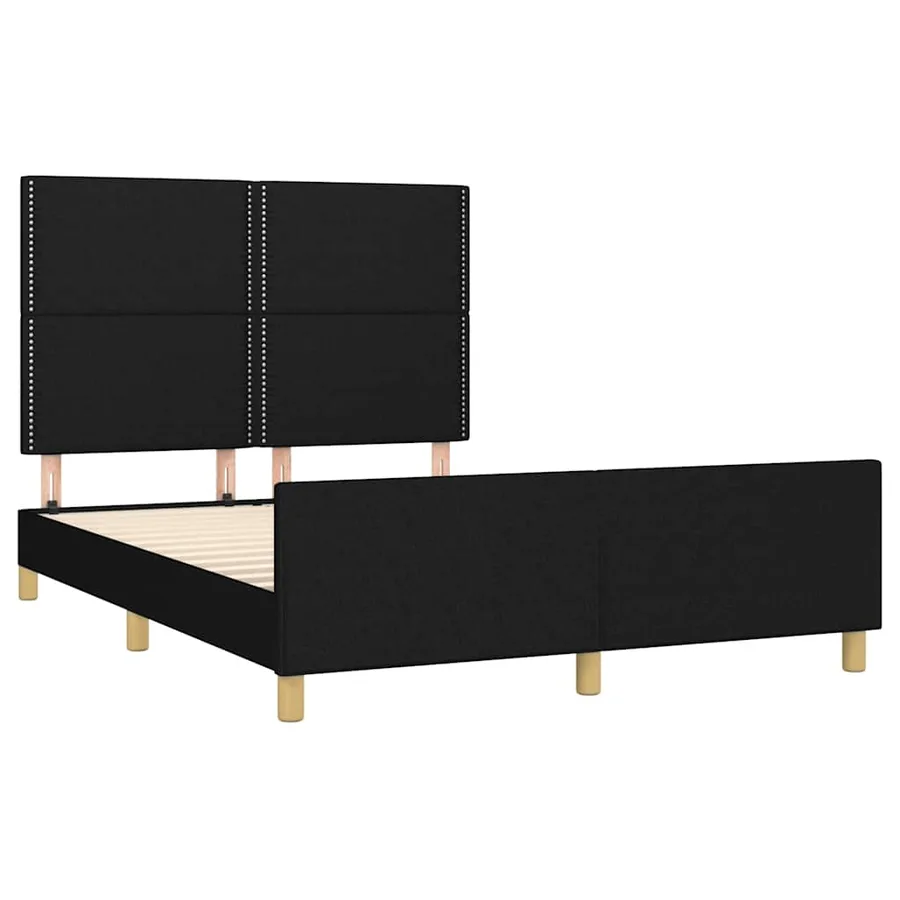 Cadre de lit sans matelas noir 140x190 cm tissu - 4
