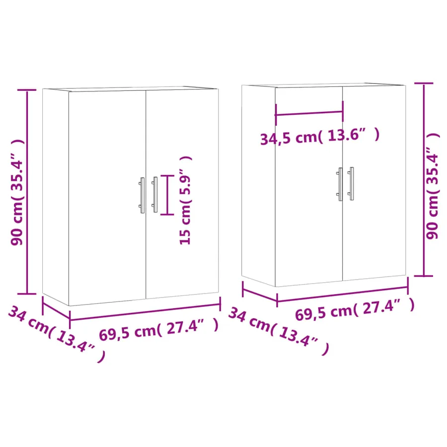 Armoires murales 2 pcs blanc 69,5x34x90 cm - 12