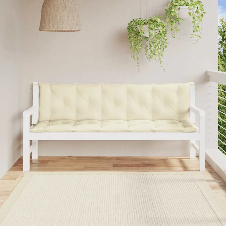 Coussin de banc de jardin blanc crème tissu oxford - 3