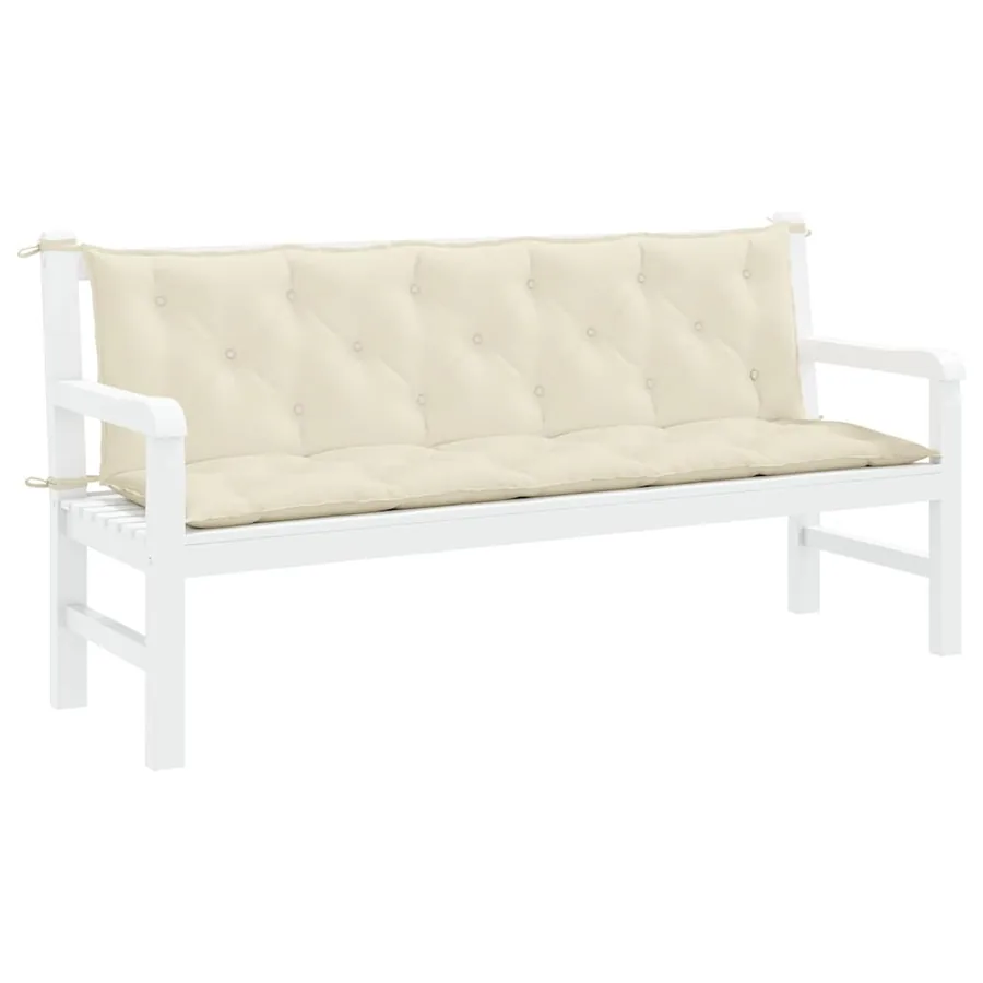 Coussin de banc de jardin blanc crème tissu oxford - 4