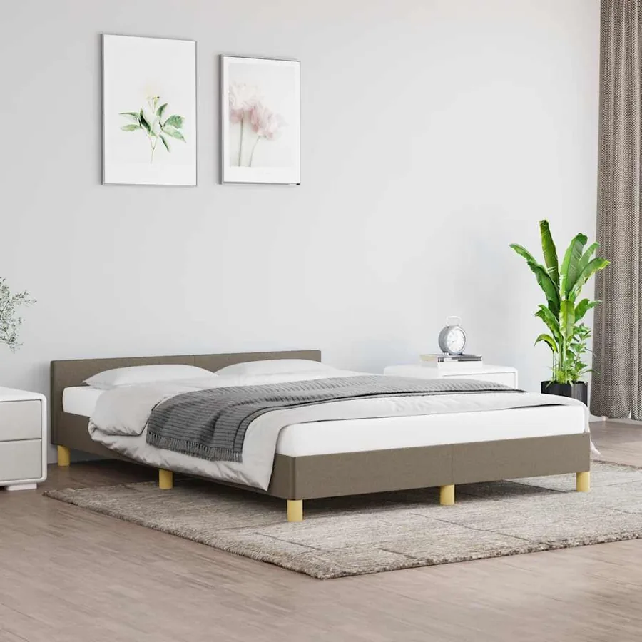 Cadre de lit sans matelas taupe 140x190 cm tissu
