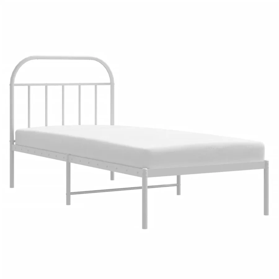 Cadre de lit métal sans matelas avec tête de lit blanc 90x190cm - 5