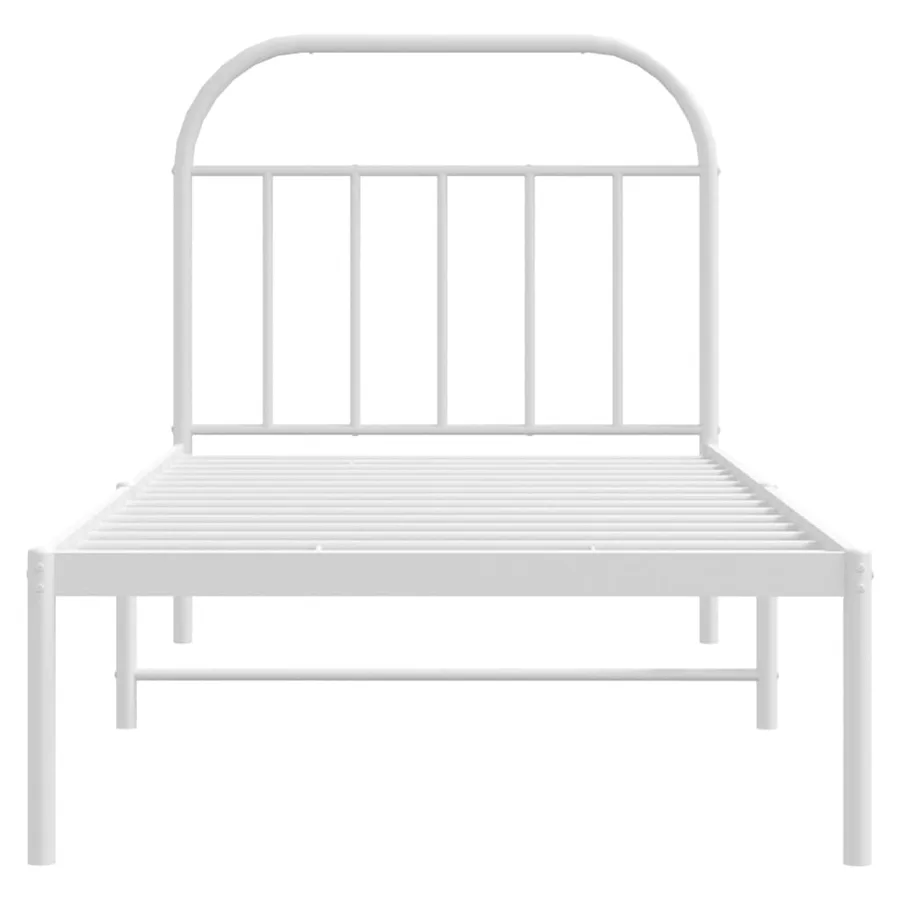 Cadre de lit métal sans matelas avec tête de lit blanc 90x190cm - 6