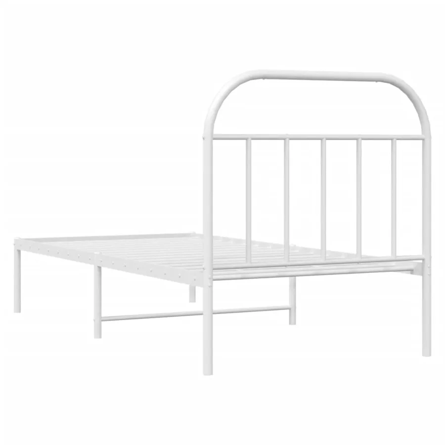 Cadre de lit métal sans matelas avec tête de lit blanc 90x190cm - 8