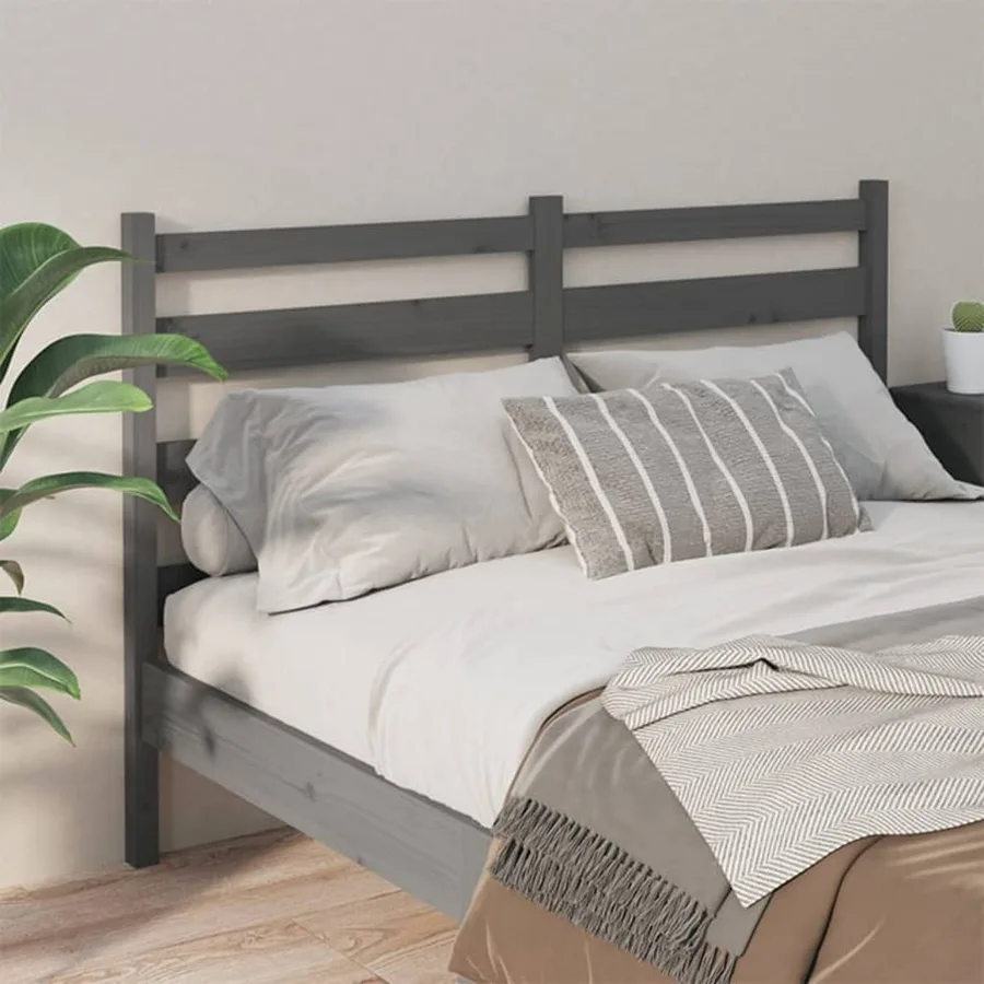 Tête de lit Gris 146x4x100 cm Bois massif de pin - 3