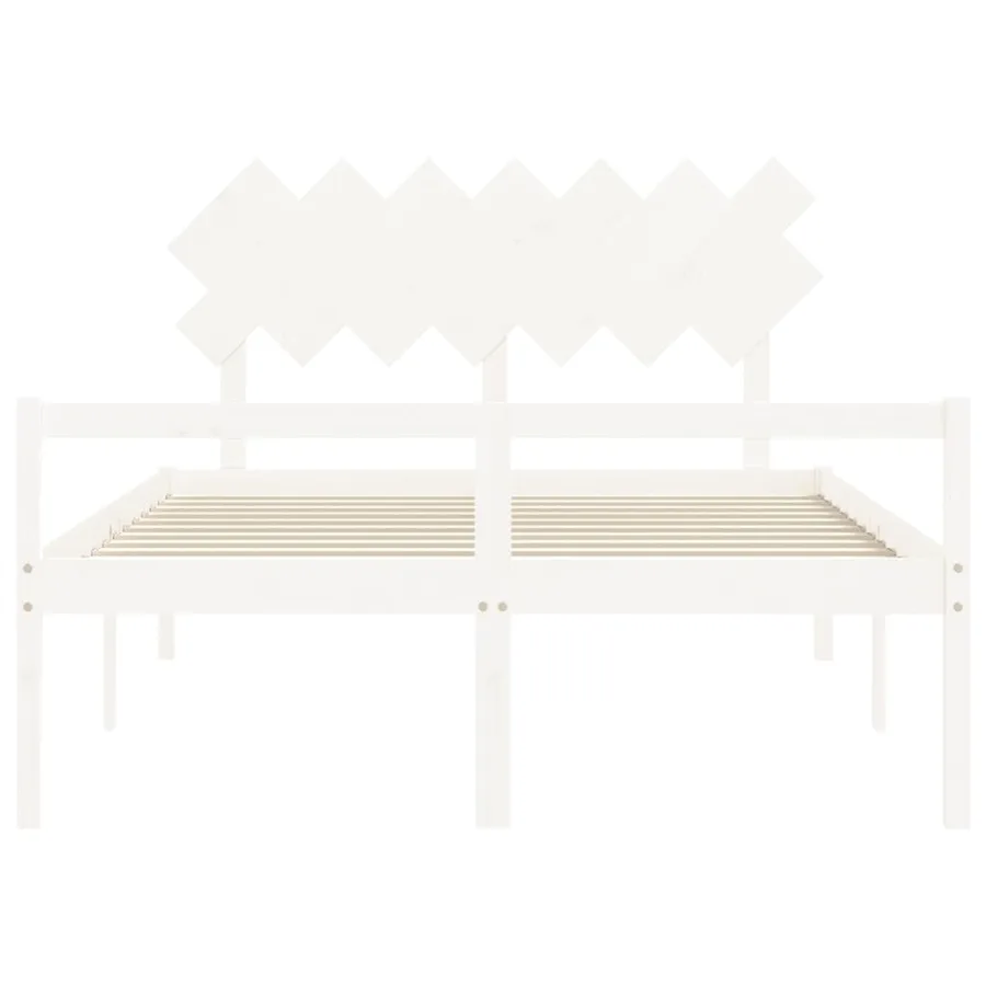 Lit pour personne âgée sans matelas blanc 140x200cm bois massif - 6