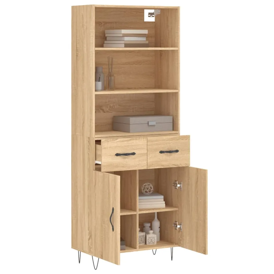 Buffet haut Chêne sonoma 69,5x34x180 cm Bois d'ingénierie - 3
