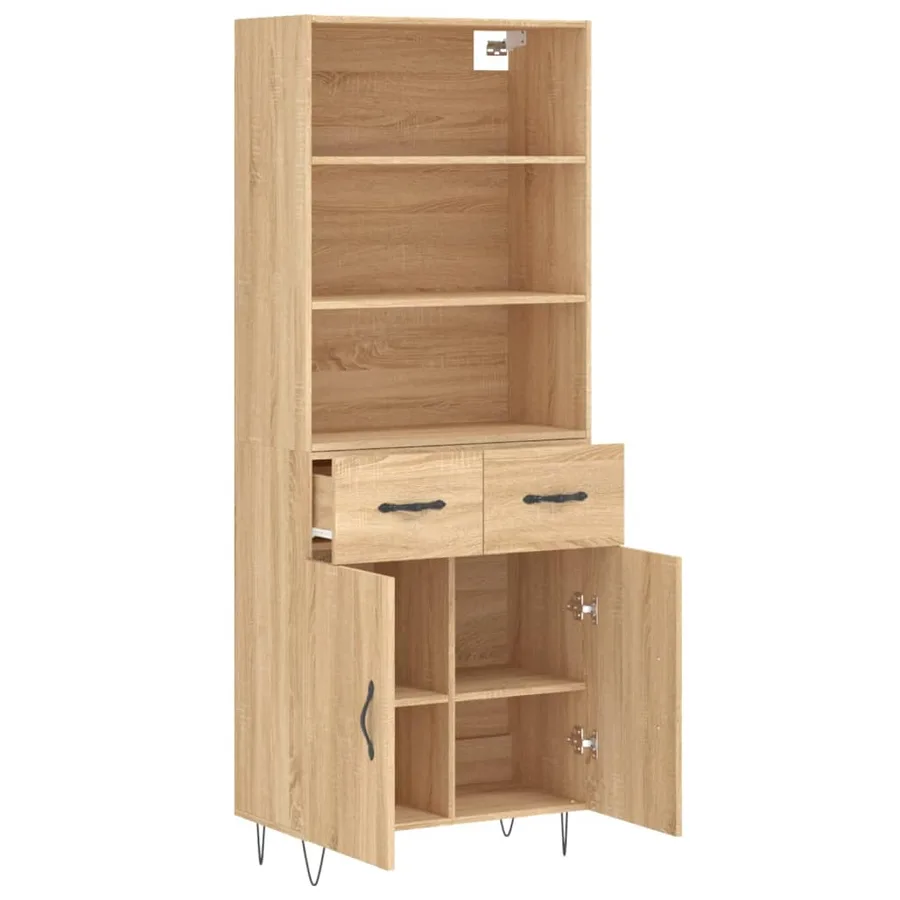 Buffet haut Chêne sonoma 69,5x34x180 cm Bois d'ingénierie - 4