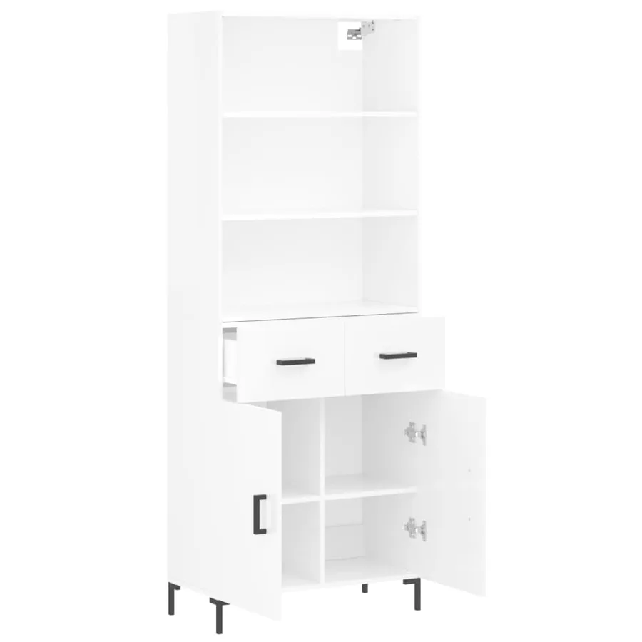 Buffet haut Blanc brillant 69,5x34x180 cm Bois d'ingénierie - 4